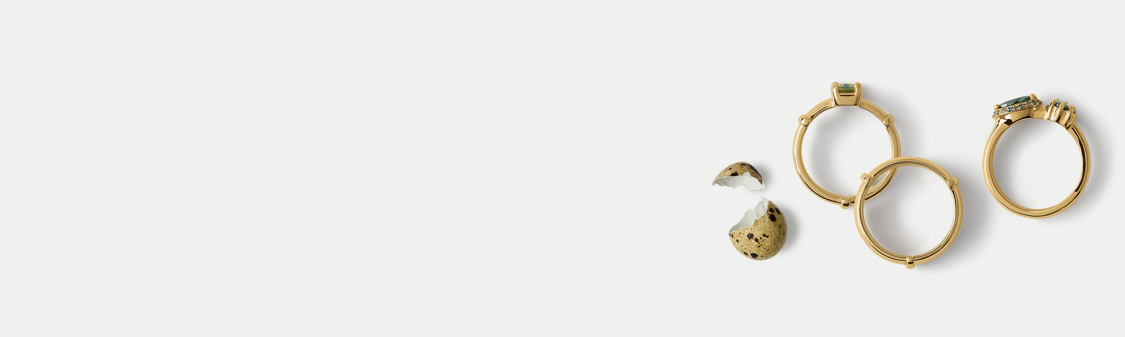 Group of rings by Alfonzo with a decorative hatched egg