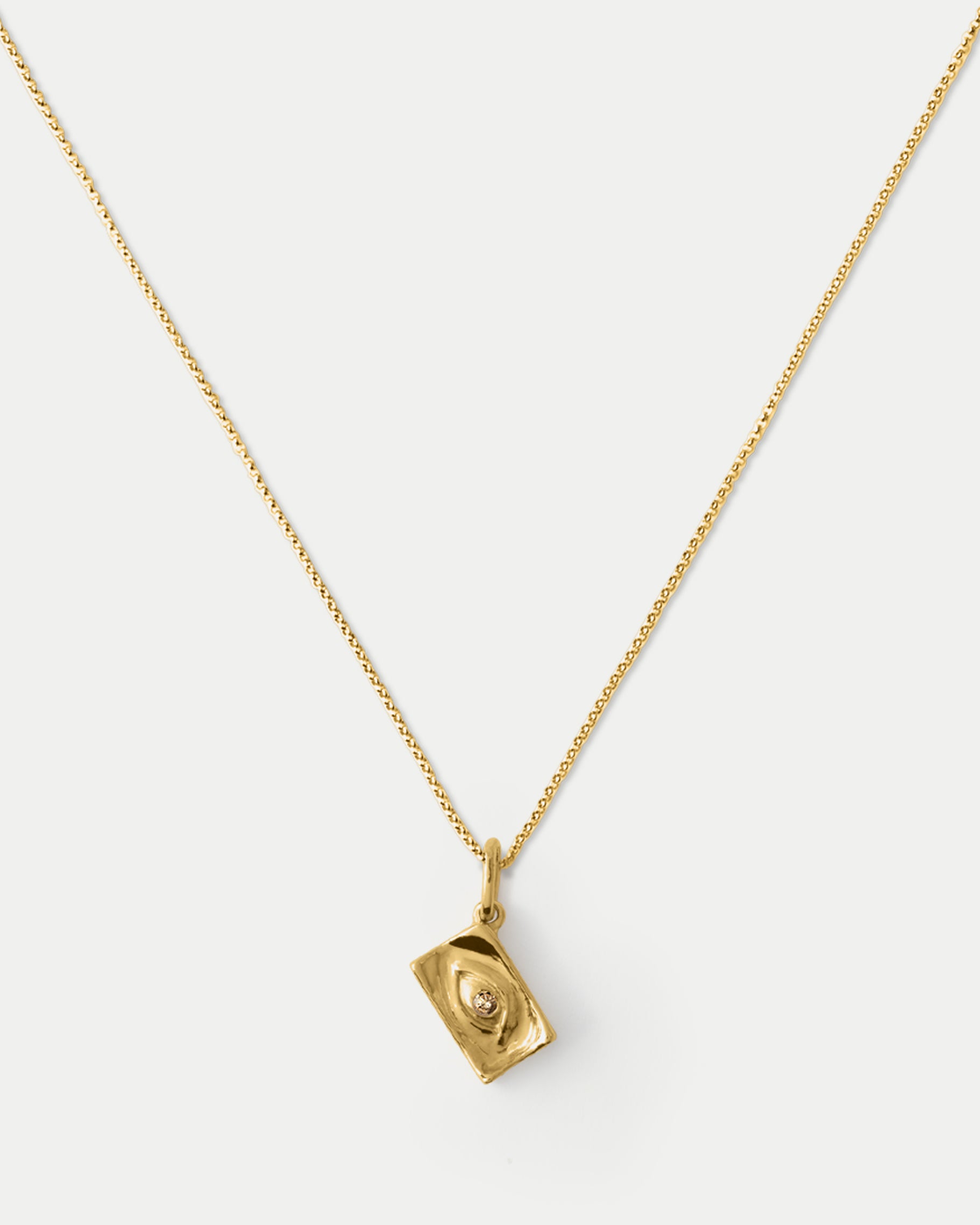 Close view of Classic Amico Pendant ft. Champagne Diamond in 14k yellow gold by Alfonzo