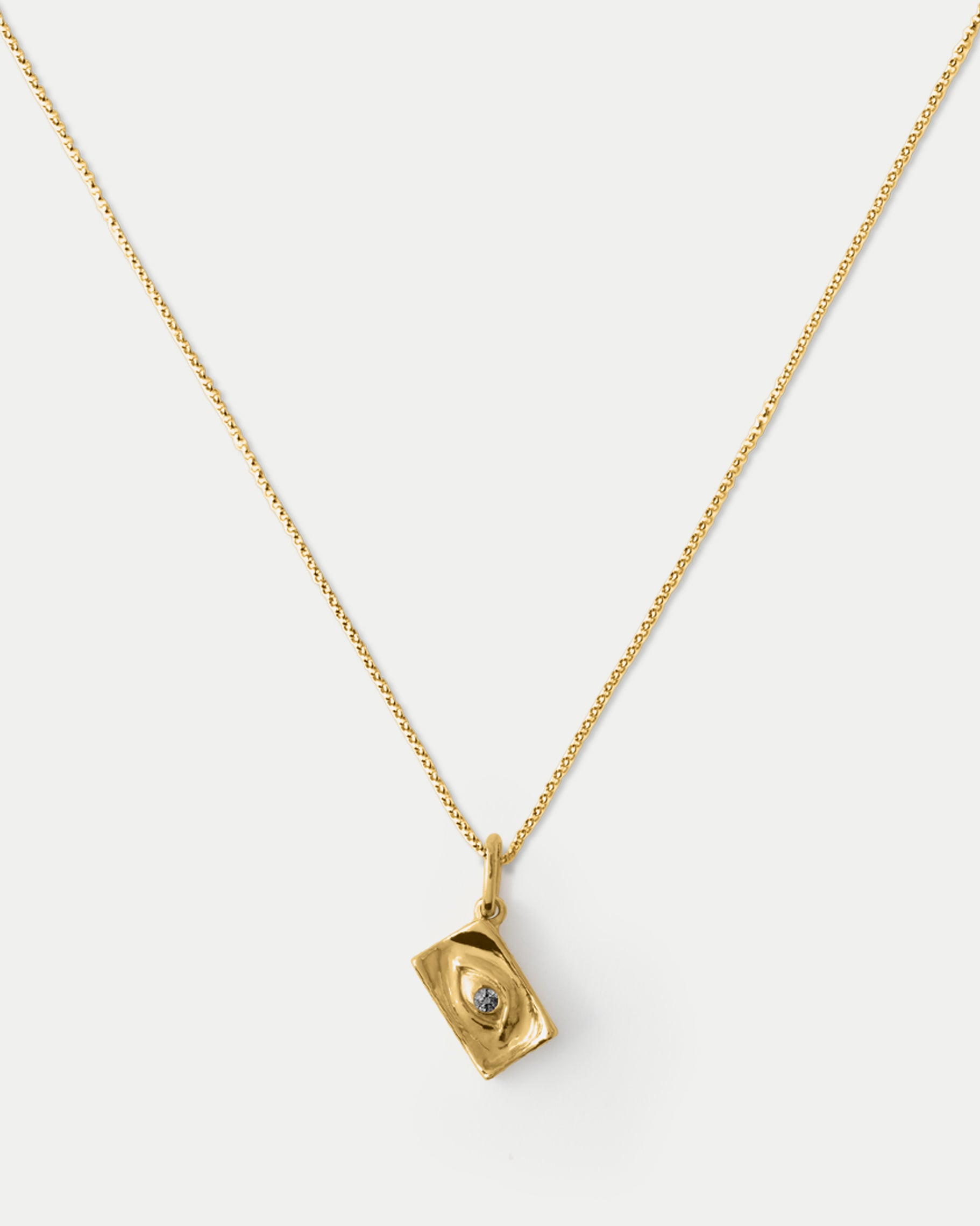 Close view of Classic Amico Pendant ft. Salt & Pepper Diamond in 14k yellow gold by Alfonzo