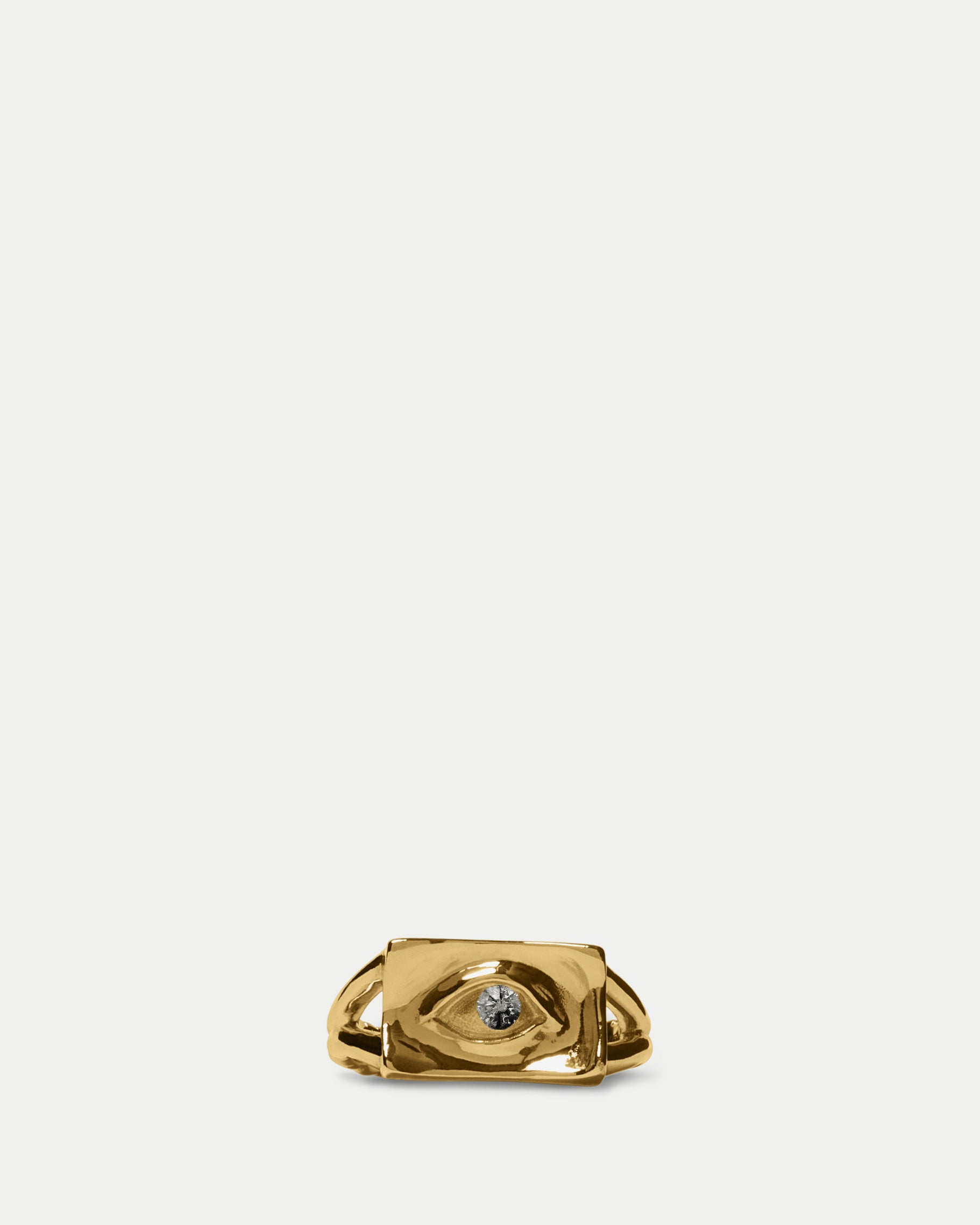 Front view of Classic Amico Signet Ring ft. Salt & Pepper Diamond in 14k yellow gold by Alfonzo