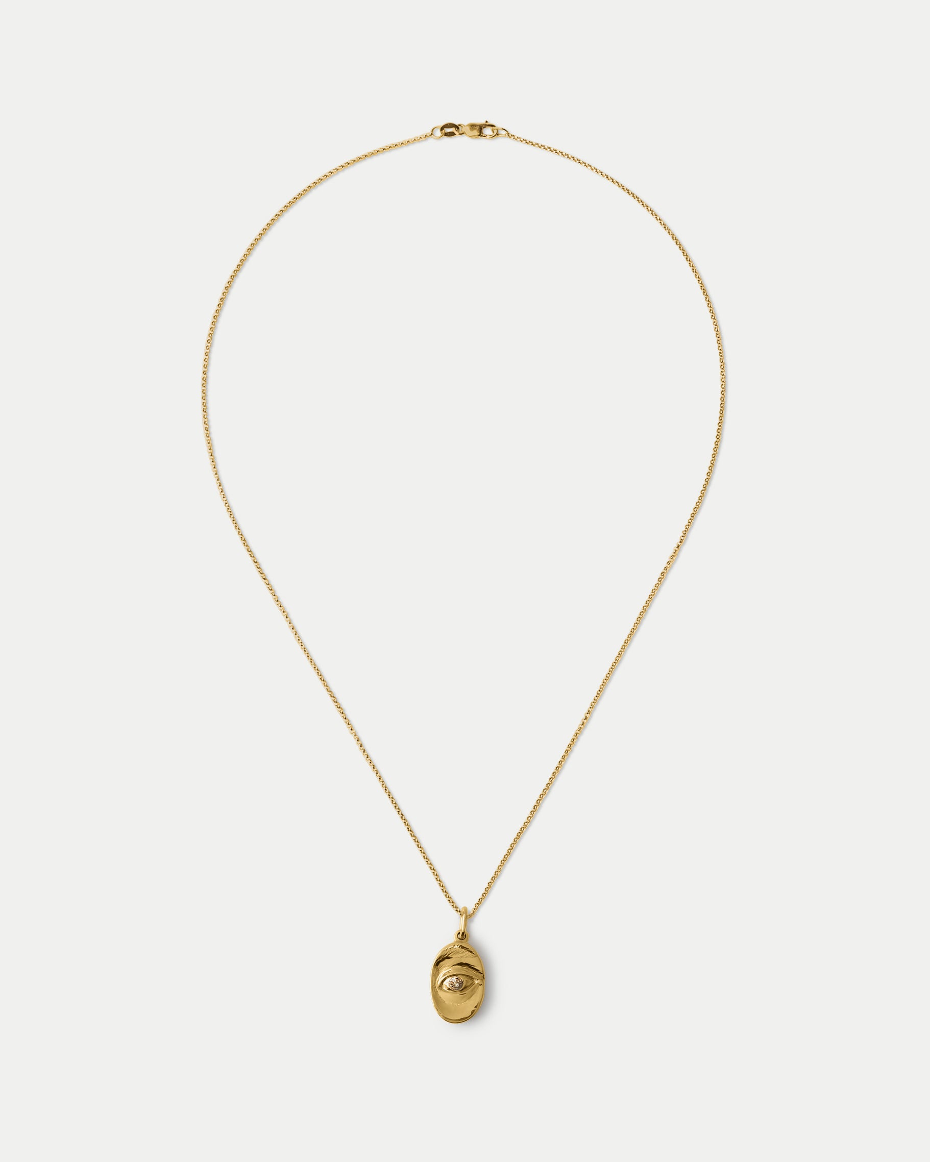 Front view of Classic Oval Pendant ft. Champagne Diamond in 14k yellow gold