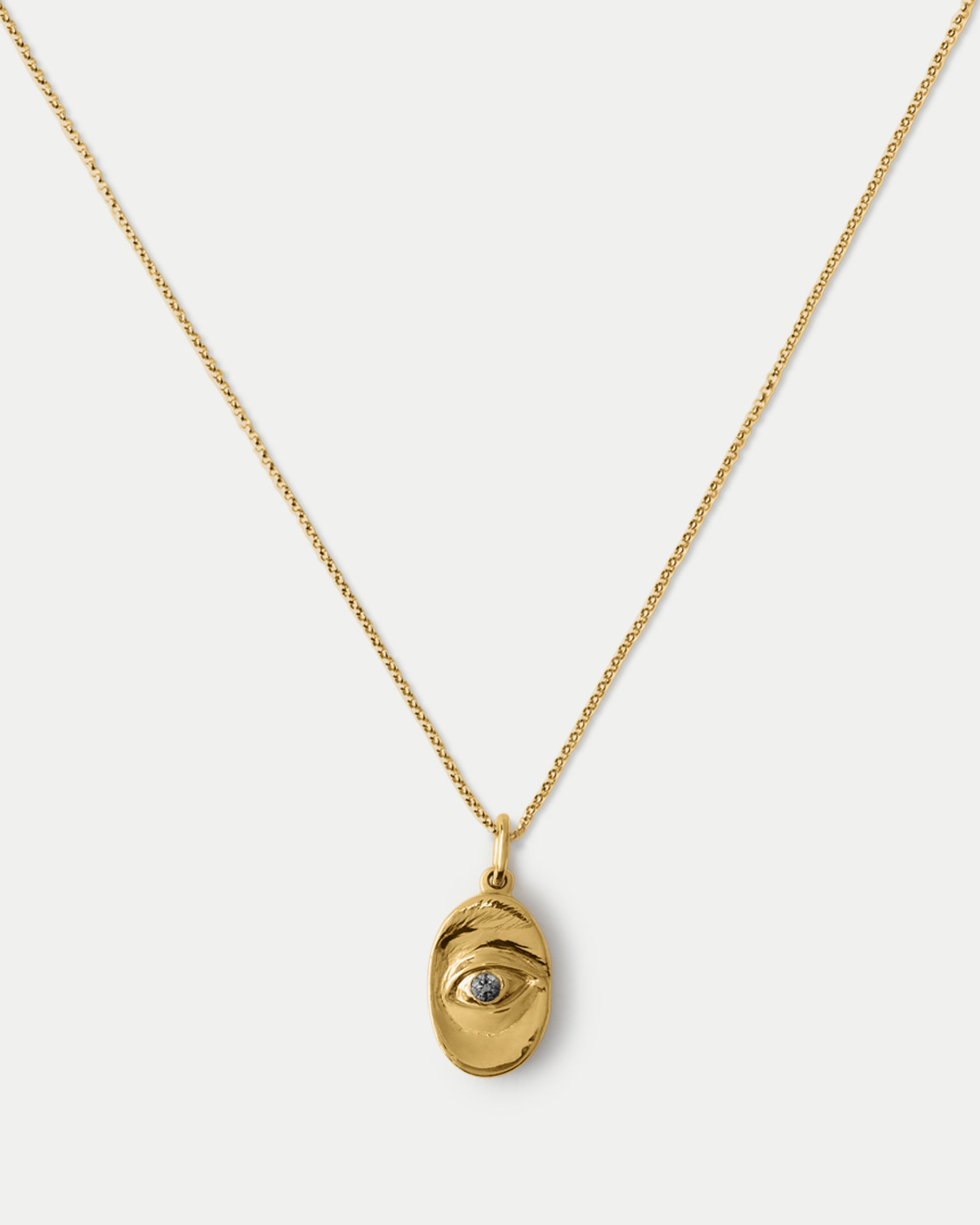 Close view of Classic Oval Pendant ft. Salt & Pepper Diamond in 14k yellow gold